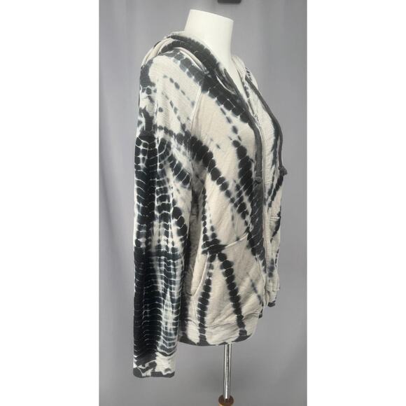 Gypsy 05 Hoodie Womens Medium Black White Tie Dye Soft Zip Sweatshirt Y2k Retro - Picture 2 of 11